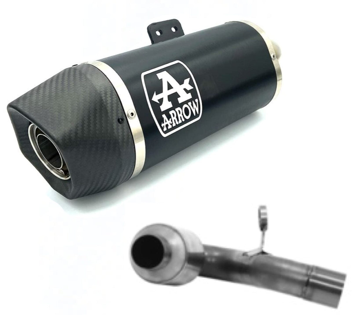 BMW F 900 Xr 2020-2024 Arrow Link Pipe+racing Indy Race Black Aluminum Exhaust Carbon End Cap - 71915AKN71729MI - ARROW EXHAUSTS