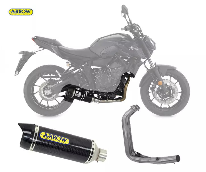Arrow Yamaha MT-07 Full System Exhaust 2021-2024 – Thunder Carbon Carbon End Cap Catalytic