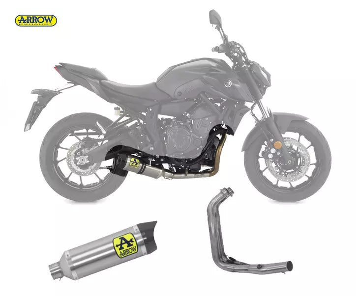 Arrow Yamaha MT-07 Full System Exhaust 2021-2024 – Thunder Titanium Carbon End Cap Catalytic Racing