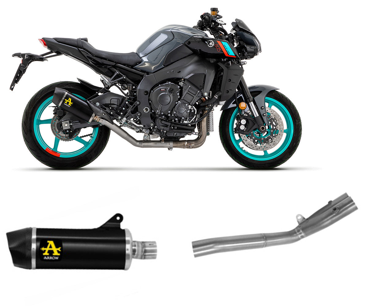 Yamaha Mt-10 2022-2023 Exhaust Muffler Arrow Indyrace Aluminium Dark+link Pipe Stainless Steel - 71946AKN71772MI - ARROW EXHAUSTS