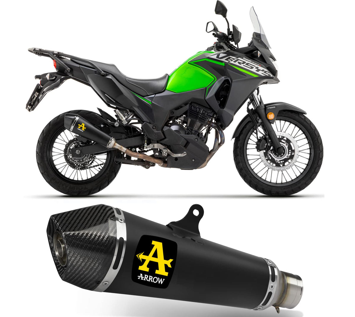 Arrow KAWASAKI VERSYS-X 300 Slip-On Exhaust 2017-2020 – X-Kone Black Carbon End Cap