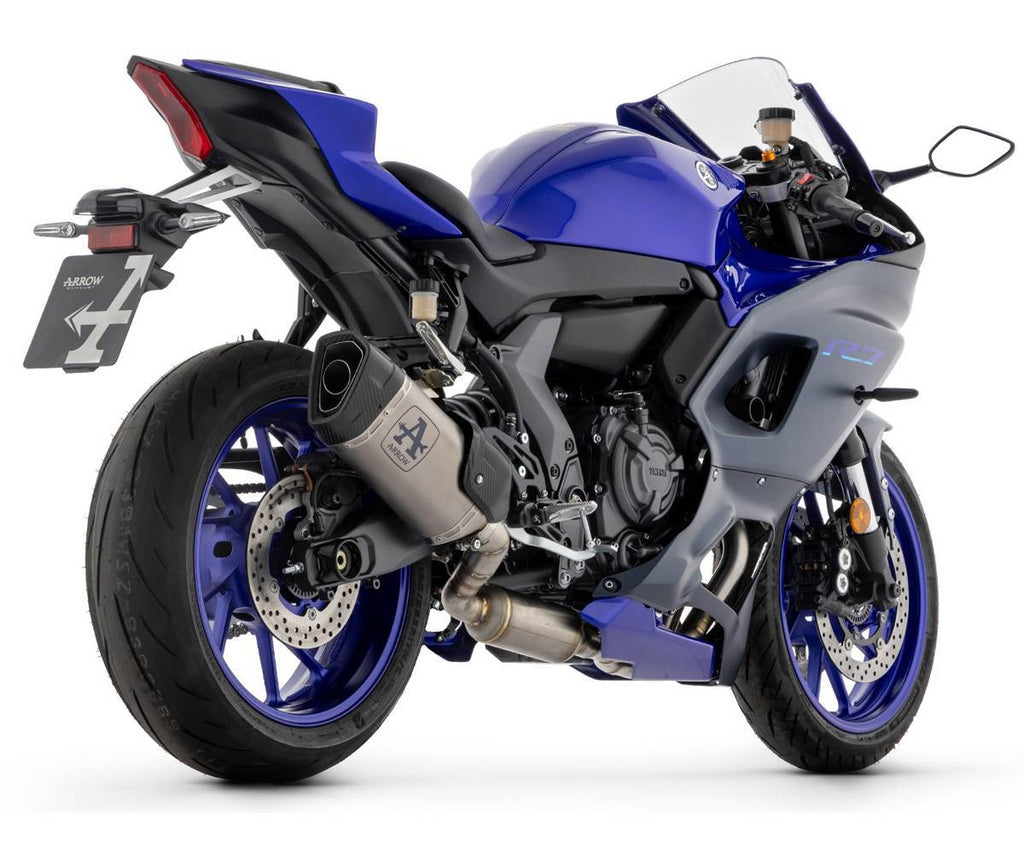 Yamaha Yzf R7 2021-2024 Full System Exhaust Arrow Pista Titanium Dark+carb End Cap - 71958PKNW - ARROW EXHAUSTS