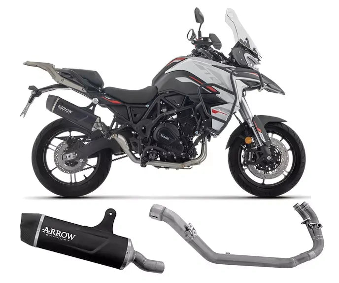 Arrow Dark Aluminium-Carby End Cap Full System Exhaust Indy Race EVO for Benelli TRK 702 / X - ARROW EXHAUSTS