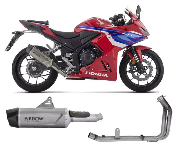 Arrow Indy Race EVO titanium Carbon End Cap Full System Exhaust for Honda CBR 500 R 2024 - ARROW EXHAUSTS