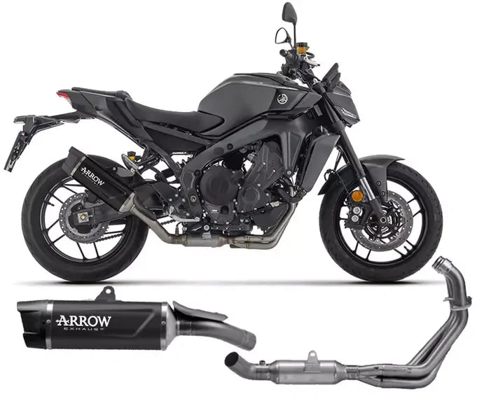 Arrow No road use Full System Exhaust Arrow Indy Race EVO Dark Aluminium Carbon End Cap for Yamaha MT-09 / SP 2024-2026 - ARROW EXHAUSTS