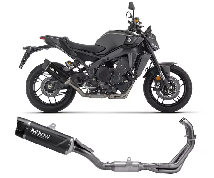 Arrow Approved Full System Exhaust Arrow Indy Race EVO Dark Aluminium Carbon End Cap for Yamaha MT-09 / SP 2024-2026 - ARROW EXHAUSTS