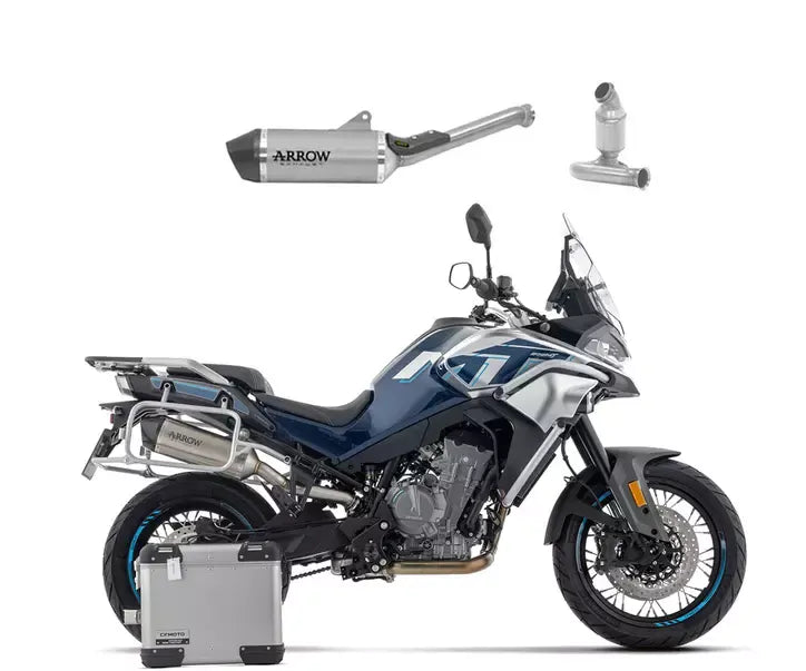 Arrow Race-Tech Aluminium Carbon End Cap Full System Exhaust for CFMoto 800 Mt 2025-2026 - ARROW EXHAUSTS