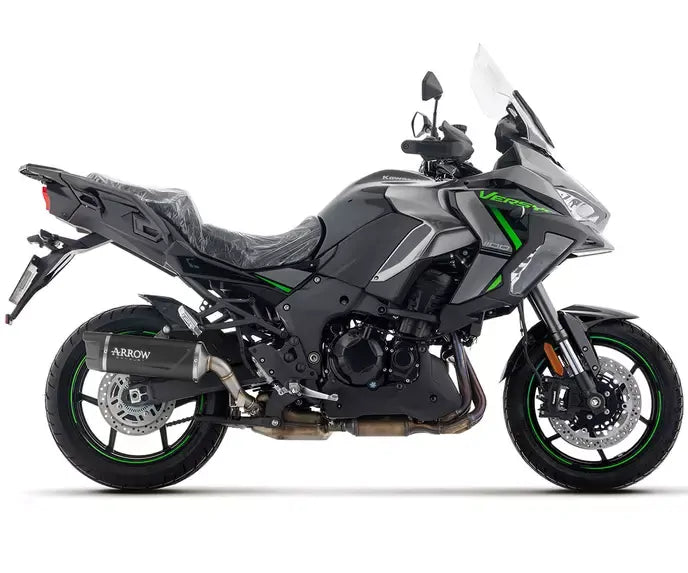 Arrow Indy-Race EVO Dark Aluminium Carbon End Cap Exhaust Muffler for Kawasaki Versys 1100 2025-2026 - ARROW EXHAUSTS