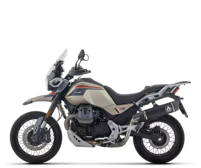 Arrow Indy Race Aluminium Dark + Carbon End Cap Exhaust Muffler for Moto Guzzi V85 Tt 2025-2026 - ARROW EXHAUSTS