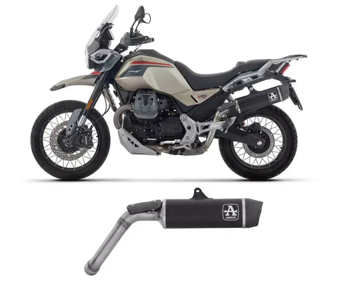Arrow Indy Race Aluminium Dark + Carbon End Cap Exhaust Muffler for Moto Guzzi V85 Tt 2025-2026 - ARROW EXHAUSTS