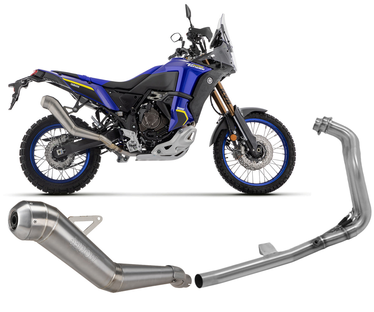 Yamaha Tenere 700 2021-2024 Full System Exhaust Arrow Dakar Replica Nichrom+collector - 72001DR72185PD - ARROW EXHAUSTS