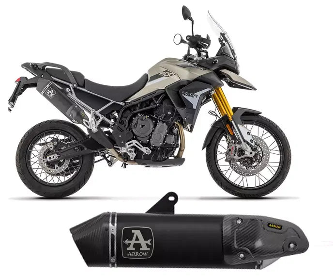 Arrow Dark Aluminium Exhaust Muffler Veloce for Triumph Tiger 850 2020-2024 - ARROW EXHAUSTS