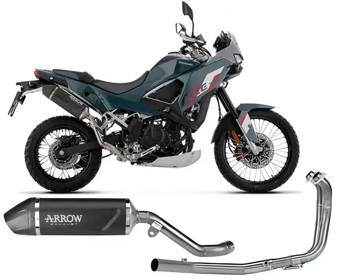 Arrow Indy Race EVO Dark Aluminium Full System Exhaust High Version for Kawasaki Kle 500 2026 - ARROW EXHAUSTS