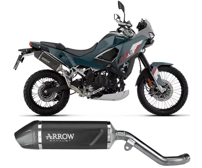 Arrow Indy Race EVO Dark Aluminium Exhaust Muffler High Version for Kawasaki Kle 500 2026 - ARROW EXHAUSTS