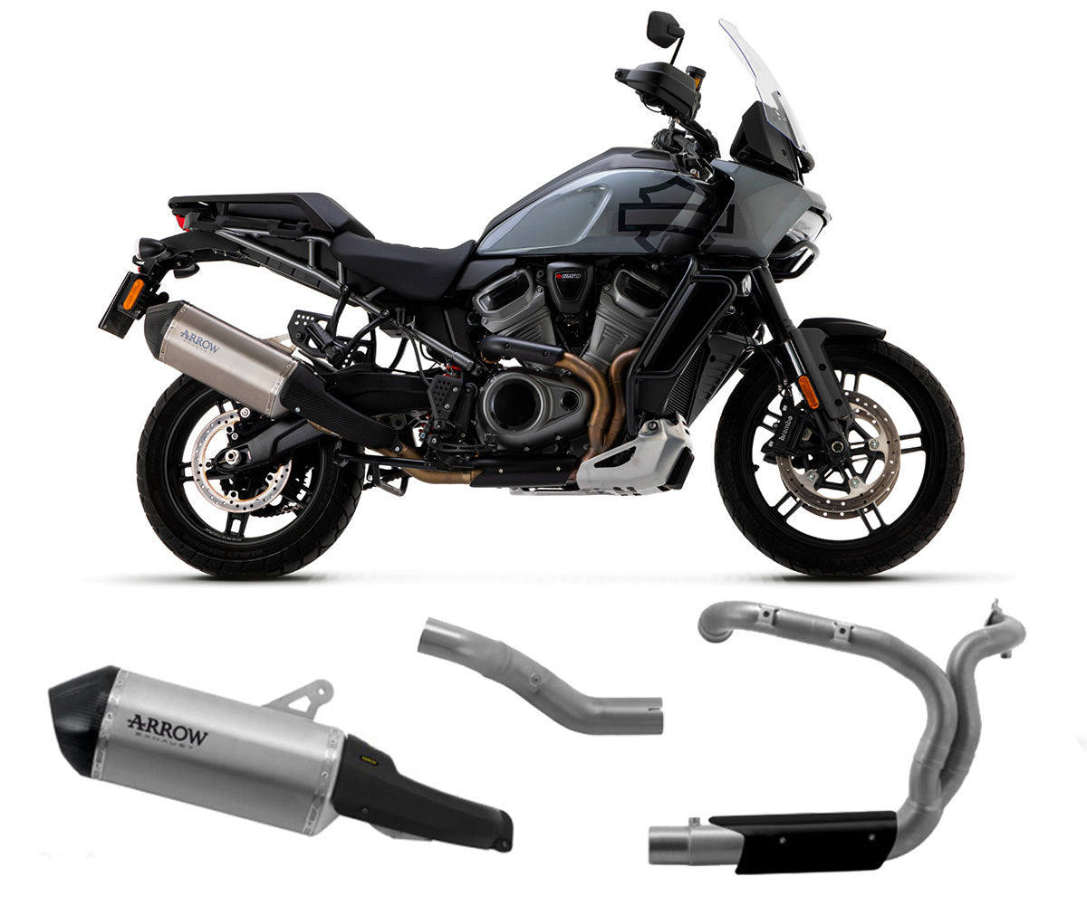 Harley Davidson Pan America 1250 2020-2023 Exhaust Muffler Arrow Sonora Titanium+link Pipe + Headers - 72507SK72187PD72188PD - ARROW EXHAUSTS