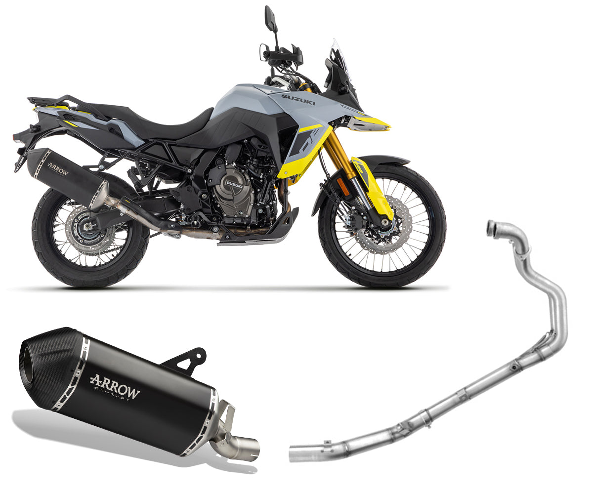 Suzuki V-strom 800de 2023-2024 Exhaust Muffler Sonora Arrow Titanium Black Carby+headers - 72511SKN72190PD - ARROW EXHAUSTS