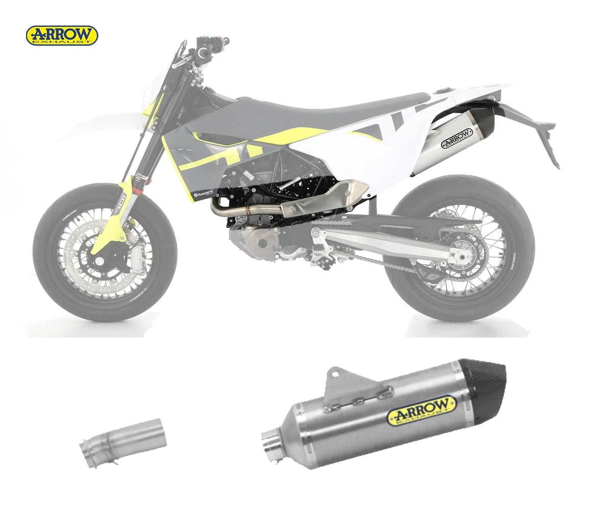 Husqvarna 701 Enduro/supermoto 2017-2020 Exhaust Muffler Arrow Racetech Aluminum+ Central Link - 72623AK72143PD - ARROW EXHAUSTS