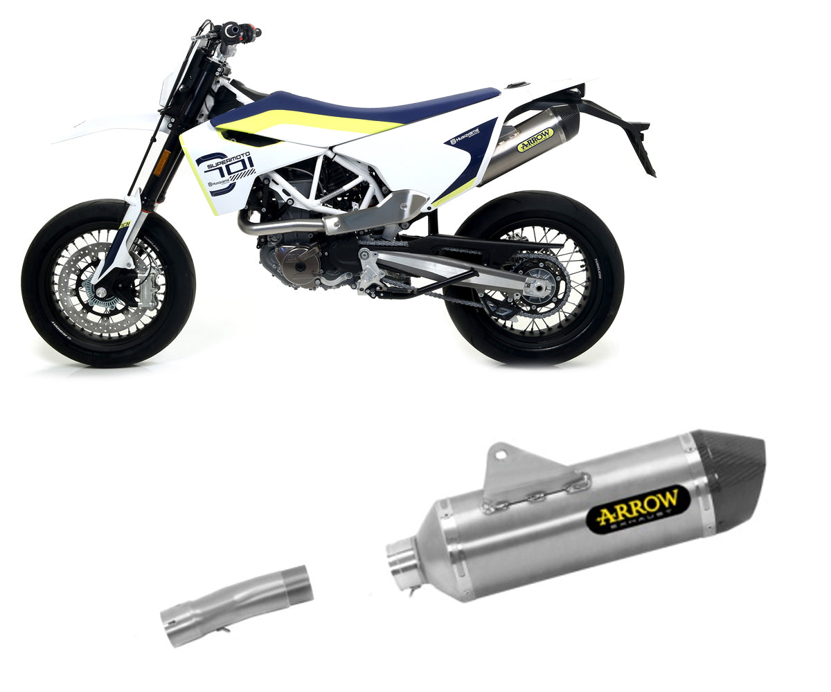 Husqvarna 701 Supermoto 2021-2024 Exhaust Muffler + Link Pipe Nokat Arrow Race-tech Titanium - 72623PK72175PD - ARROW EXHAUSTS