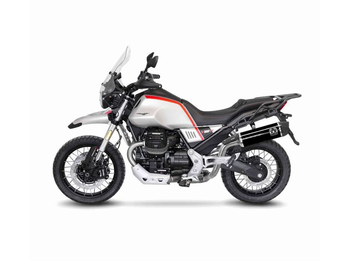 Moto Guzzi V85 Tt 2021-2022 Exhaust Muffler Arrow Indy Race Black Aluminum - 72632AKN - ARROW EXHAUSTS