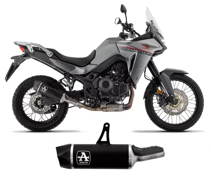 Arrow Indy Race Black Aluminium Exhaust Muffler for Honda XL 750 Transalp 2023-2024 - ARROW EXHAUSTS