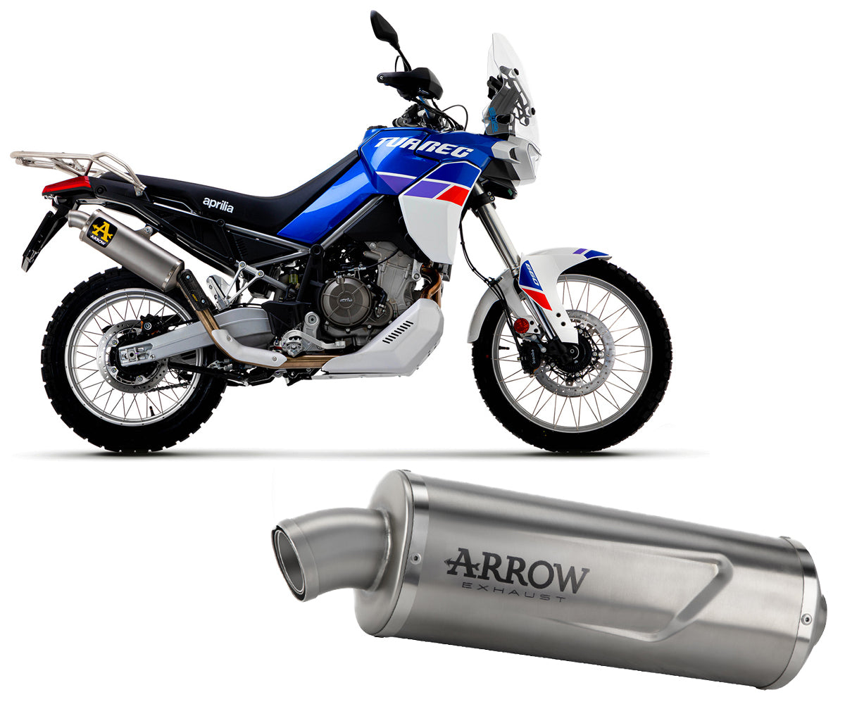 Aprilia Tuareg 660 2022-2024 Exhaust Muffler Arrow Indy Race Evo Titan End Cap Inox - 72646PO - ARROW EXHAUSTS