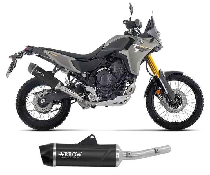 Arrow Indy-Race EVO Dark Aluminium Exhaust Muffler with Carbon End Cap for Yamaha Tenere 700 2025-2026 - ARROW EXHAUSTS