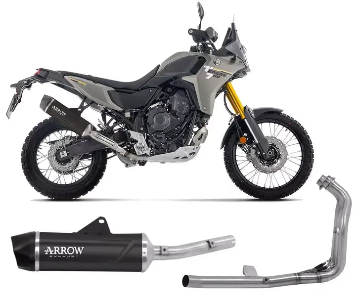 Arrow Indy-Race EVO Dark Aluminium / Stainless Steel Exhaust Headers / Carbon End Cap Full System Exhaust for Yamaha Tenere 700 2025-2026 - ARROW EXHAUSTS
