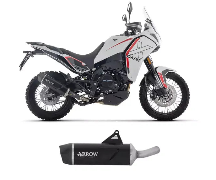 Arrow Indy Race EVO Aluminium Exhaust Muffler with Carbon End Cap for Moto Morini X-CAPE 700 2025-2026 - ARROW EXHAUSTS