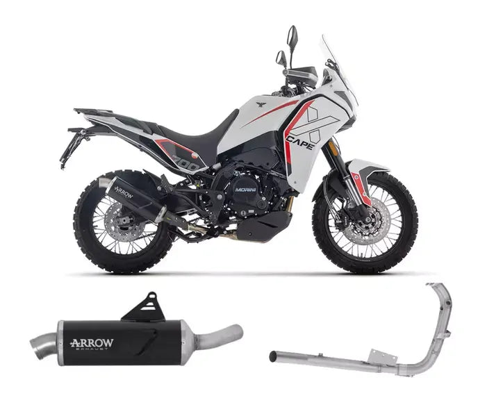 Arrow Indy Race Dark Aluminium Slip-On + Exhaust Headers Not Road Legal for Moto Morini X-CAPE 700 2025-2026 - ARROW EXHAUSTS