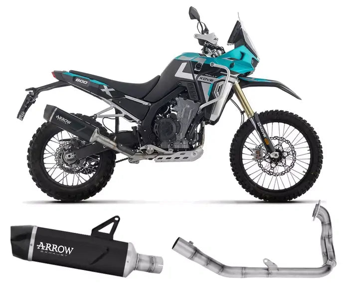 Arrow Dark Aluminium-Carby End Cap Full System Exhaust Indy Race EVO for Kove 800X Pro / Rally - ARROW EXHAUSTS
