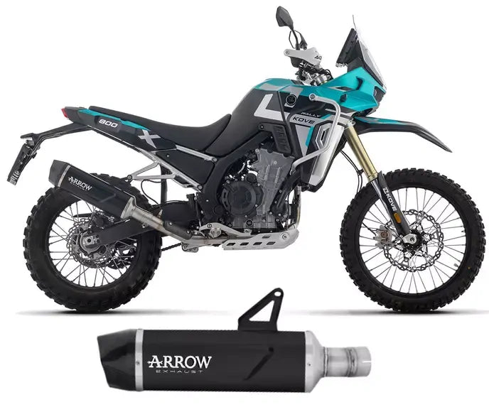 Arrow Approved Dark Aluminium-Carby End Cap Exhaust Muffler Indy Race EVO for Kove 800X Pro / Rally - ARROW EXHAUSTS