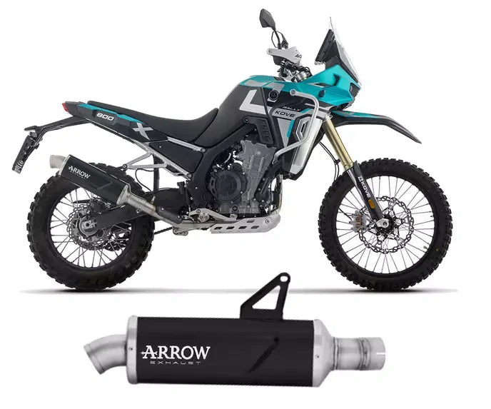 Arrow Approved Dark Aluminium-Stainless Steel End Cap Exhaust Muffler Indy Race EVO for Kove 800X Pro / Rally - ARROW EXHAUSTS