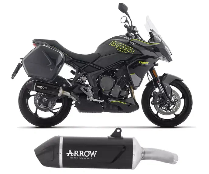 Arrow Approved Dark Aluminium-Carby End Cap Exhaust Muffler Indy Race EVO for Triumph Tiger SPort 800 2025-2026 - ARROW EXHAUSTS