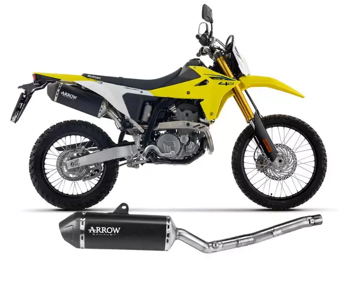 Arrow EXPLORER Exhaust in Dark Aluminium with Carby End Cap for Suzuki Dr-Z4S 2025-2026 - ARROW EXHAUSTS