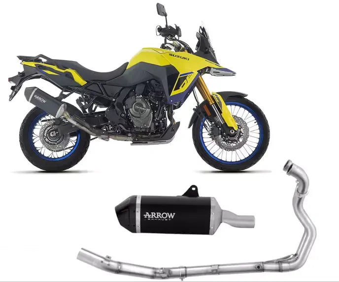 Arrow EXPLORER Dark Aluminium Carbon End Cap Full System Exhaust for Suzuki V-Strom 800 De / Se 2025-2026 - ARROW EXHAUSTS
