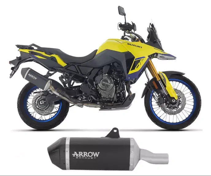 Arrow EXPLORER Dark Aluminium Carbon End Cap Exhaust Muffler for Suzuki V-Strom 800 De / Se 2023-2026 - ARROW EXHAUSTS