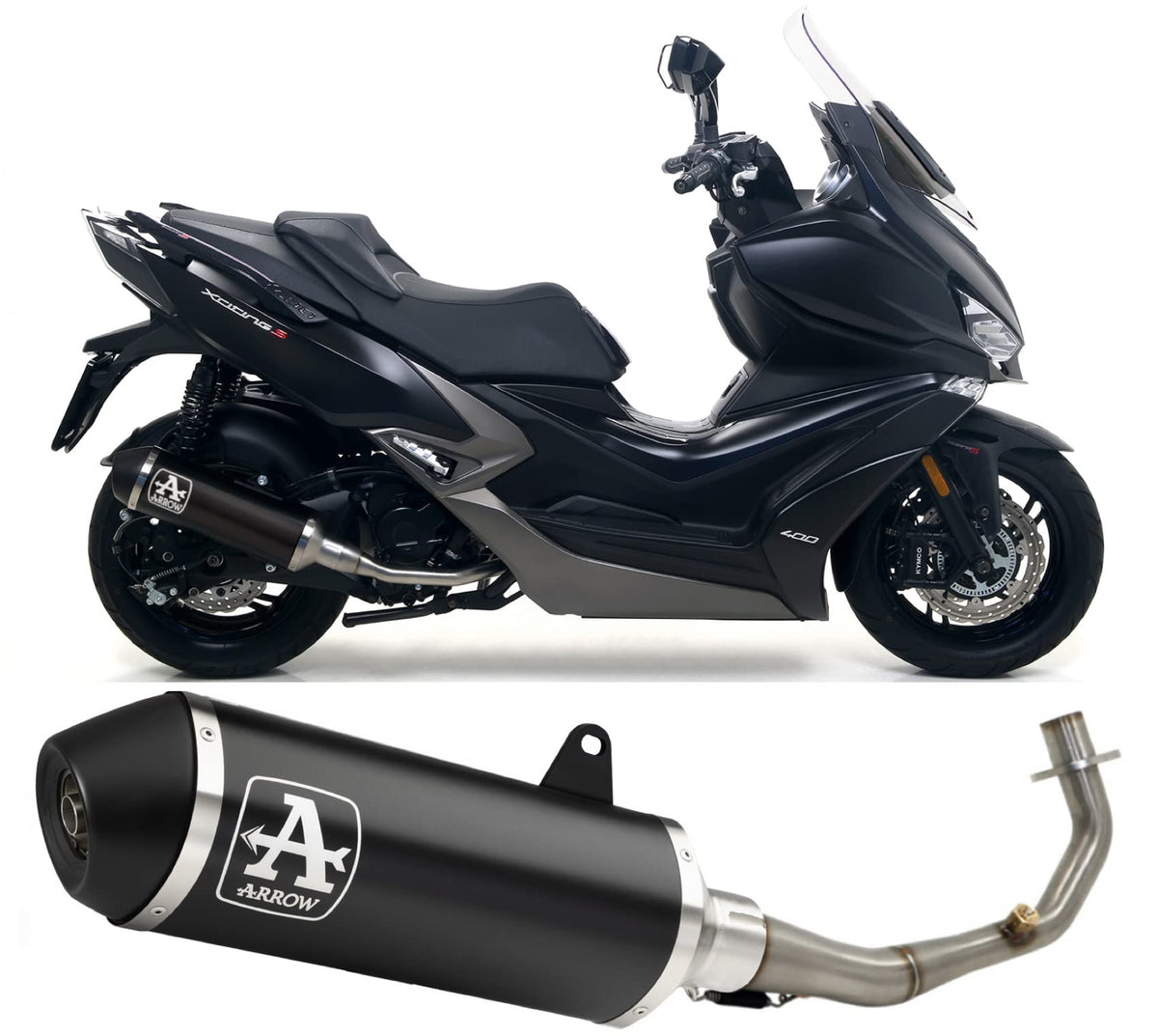 Arrow KYMCO XCITING 400i S Slip-On Exhaust 2019-2020 – Black Aluminium Road Approved Racing