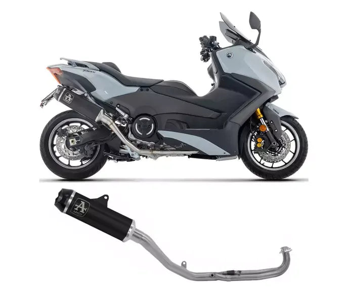 Arrow Indy-Race Dark Titanium / Stainless Steel Exhaust Headers / Carbon End Cap Full System Exhaust for Yamaha T-Max 560 2025-2026 - ARROW EXHAUSTS