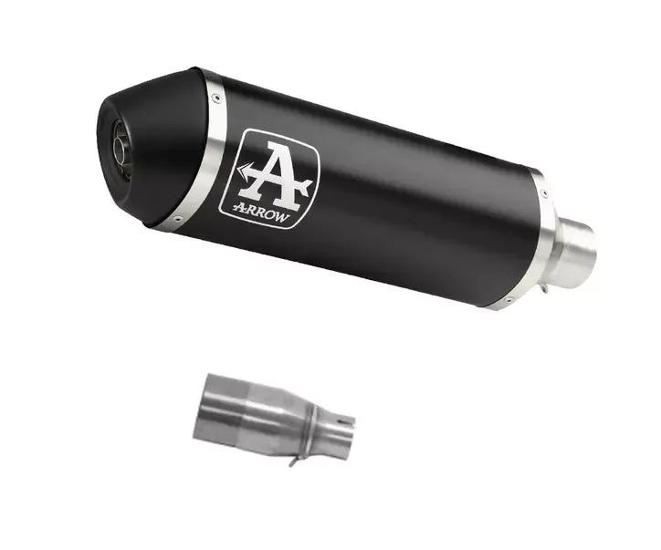 Arrow Dark Aluminium-Dark Stainless Steel End Cap Exhaust Muffler URBAN + Link Pipe for Peugeot METROPOLIS 400 - ARROW EXHAUSTS