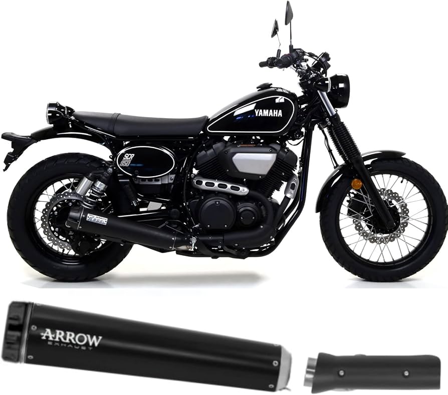 Arrow Yamaha SCR 950 Slip-On Exhaust + Link Pipe 2017-2020 – Rebel Black Aluminium Road Approved