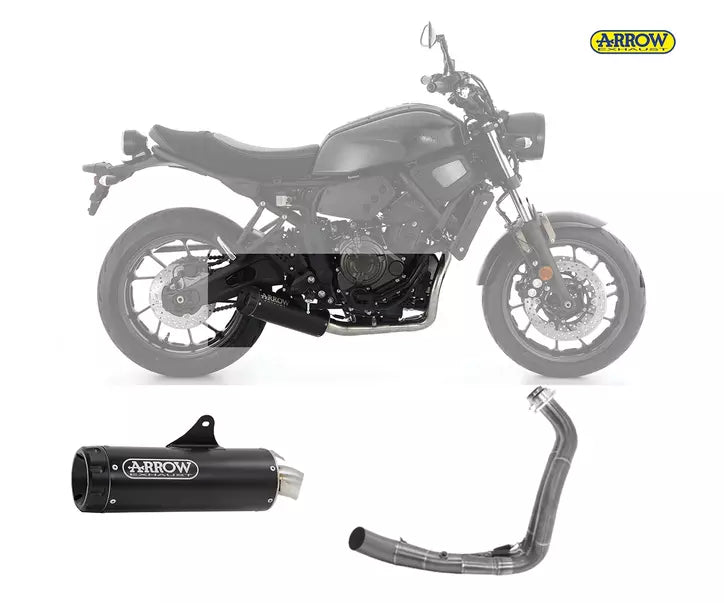Arrow Yamaha XSR 700 Full System Exhaust 2021-2024 – Rebel Black Aluminium Catalytic Racing