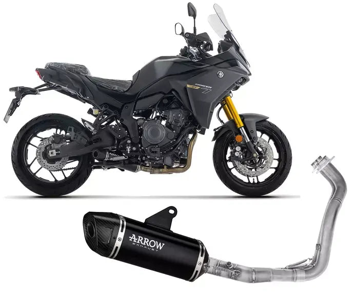 Arrow ICON Dark Aluminium / Stainless Steel Exhaust Headers / Carbon End Cap Full System Exhaust for Yamaha Tracer 7 / Gt 2025-2026 - ARROW EXHAUSTS