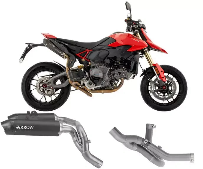 Arrow ROUND-SIL Dark Titanium / Stainless Steel Semi-Complete Exhaust for Ducati Hypermotard V2 / SP 2026 - ARROW EXHAUSTS