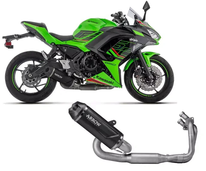 Arrow Approved Dark Aluminium Full System Exhaust Indy Race EVO for Kawasaki NINJA 650 / Z650 (35Kw) 2024-2026 - ARROW EXHAUSTS