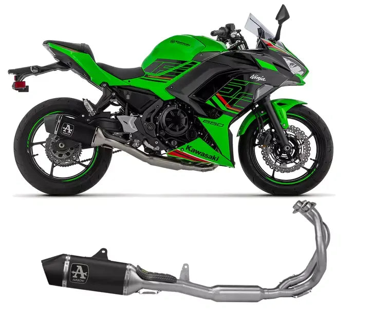 Arrow Approved Dark Aluminium Full System Exhaust Veloce for Kawasaki NINJA 650 / Z650 (35Kw) 2024-2026 - ARROW EXHAUSTS