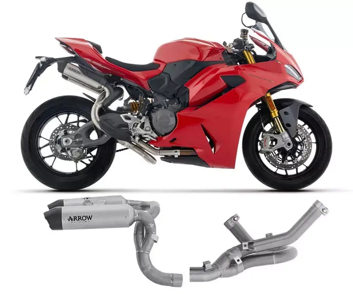 Arrow Round-Sil Titanium with Carbon End Cap Full System Exhaust for Ducati Panigale / Streetfighter V2 / S 2025-2026 - ARROW EXHAUSTS