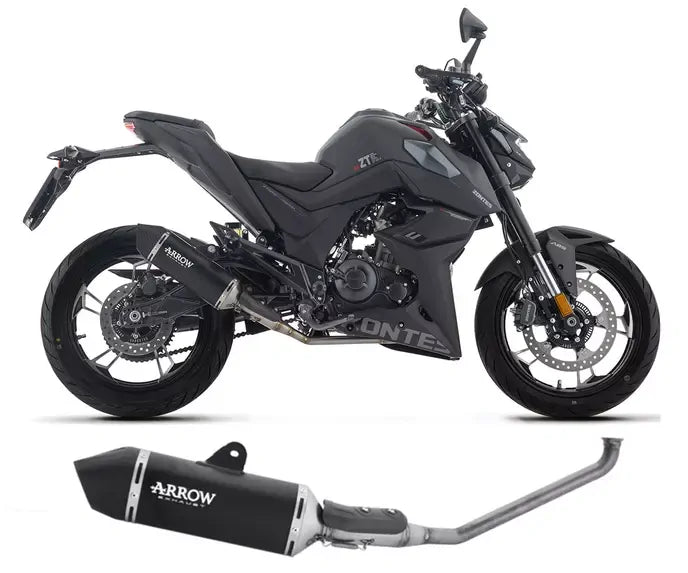 Arrow ICON Dark Aluminium Carbon End Cap Exhaust Muffler for Zontes ZT 125-U 2025-2026 - ARROW EXHAUSTS