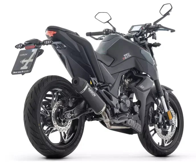 Arrow ICON Dark Aluminium Carbon End Cap Exhaust Muffler for Zontes ZT 125-U 2025-2026 - ARROW EXHAUSTS