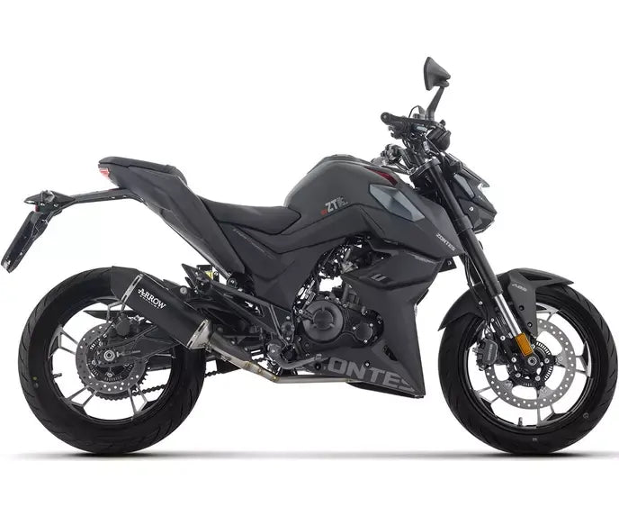 Arrow ICON Dark Aluminium Carbon End Cap Exhaust Muffler for Zontes ZT 125-U 2025-2026 - ARROW EXHAUSTS