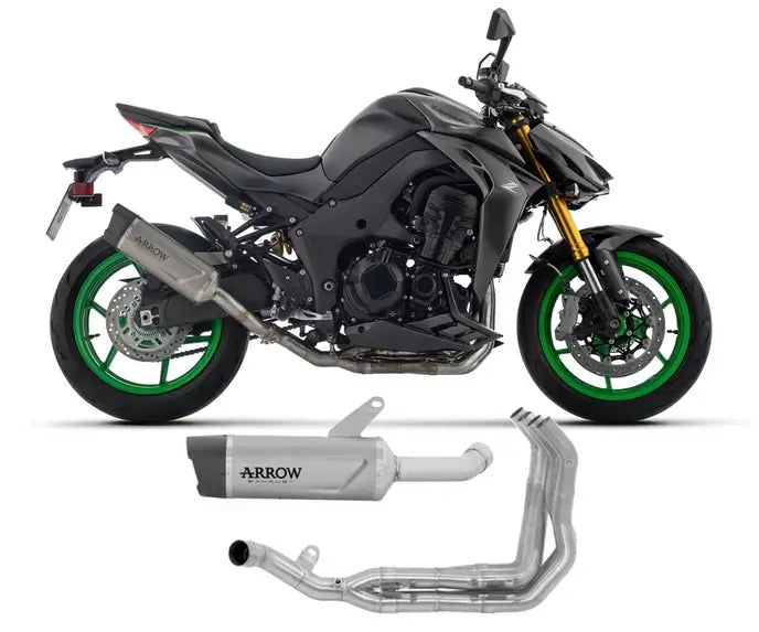 Arrow Indy Race EVO titanium + Carbon End Cap Full System Exhaust for Kawasaki Z 1100 / Se 2025-2026 - ARROW EXHAUSTS